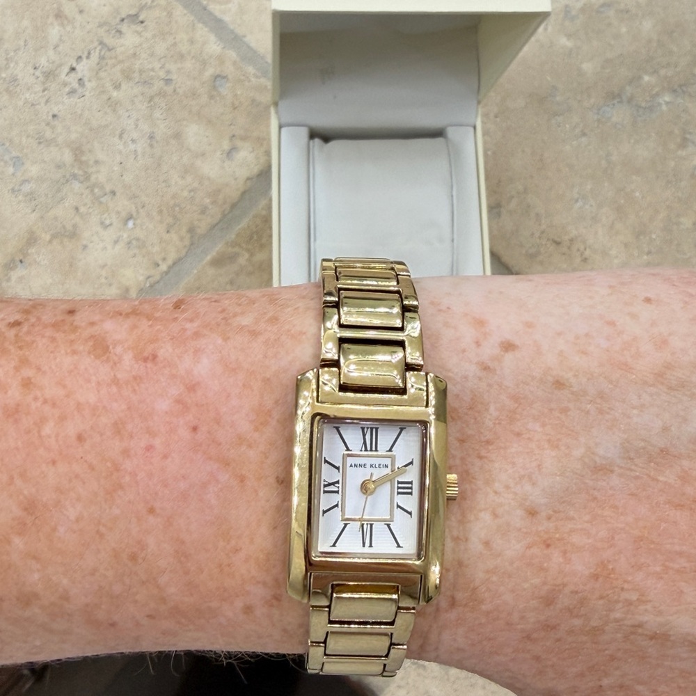 Anne Klein Gold Rectangular Bracelet Watch - Picture 2 of 6